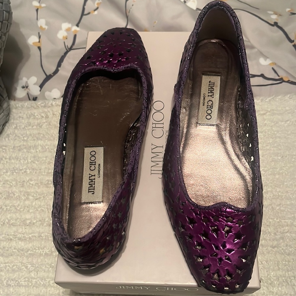 Jimmy Choo Purple Metallic Flats